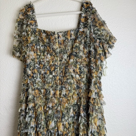 Mac Duggal NWT Multicolor Short Sleeve
Micro Ruffle Tea Length Dress - Picture 9 of 10